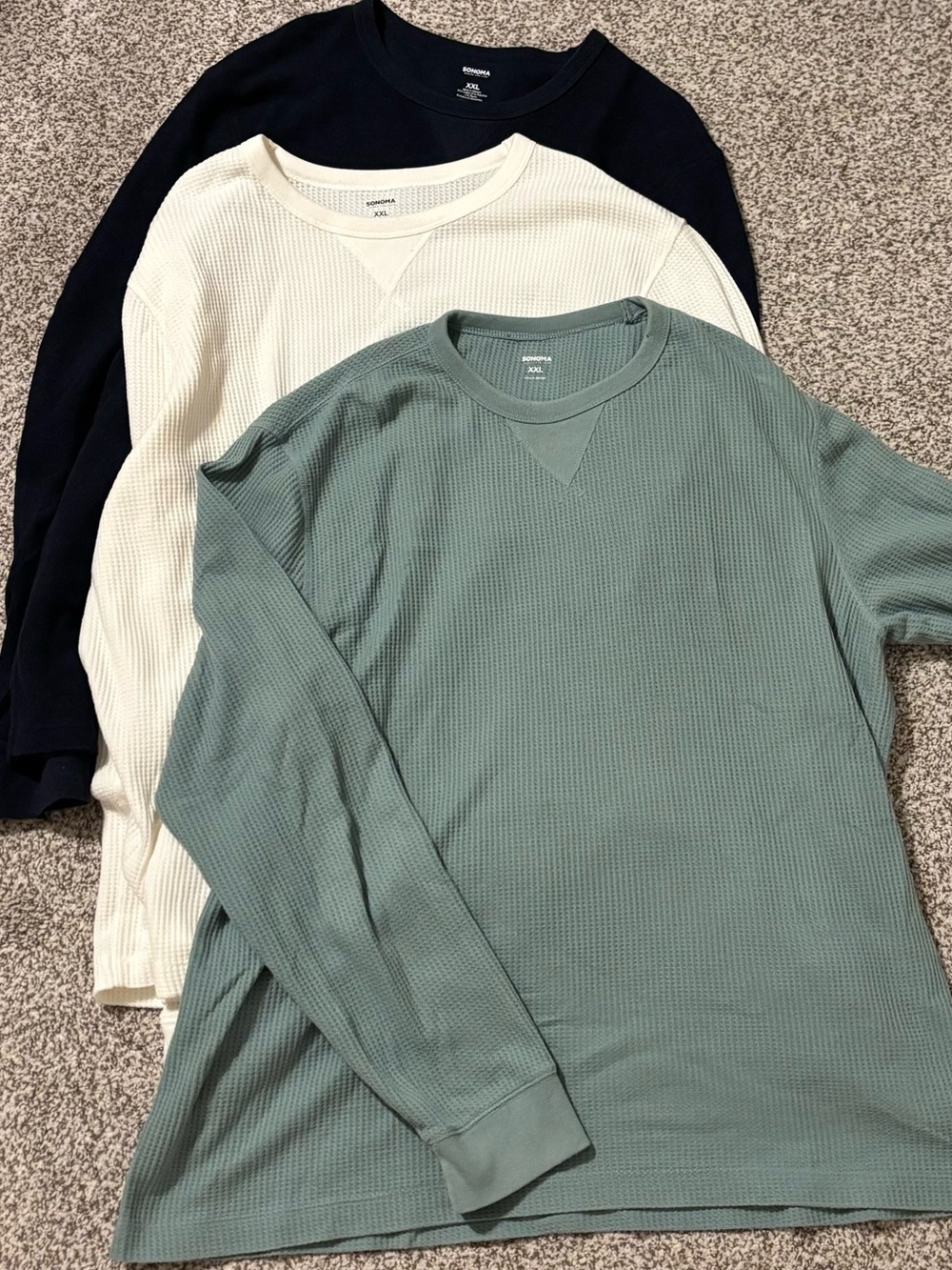 Sonoma Waffle-Knit Long Sleeve - 3 PACK BUNDLE
